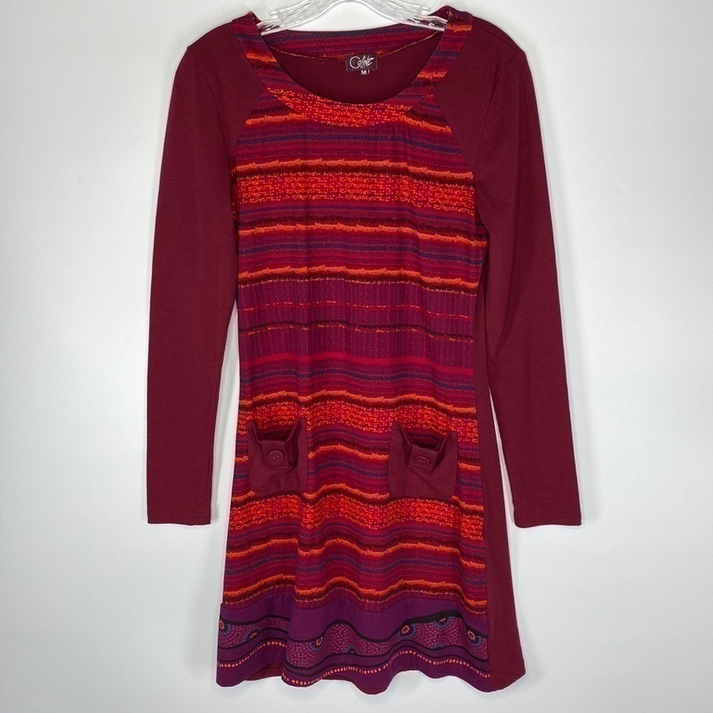 Coline Pink Striped Long Sleeve Tshirt Dress Size Medium